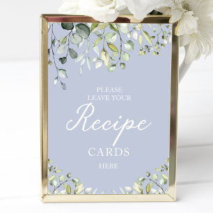 Cute Greenery Bridal Shower Recipe Cards Sign