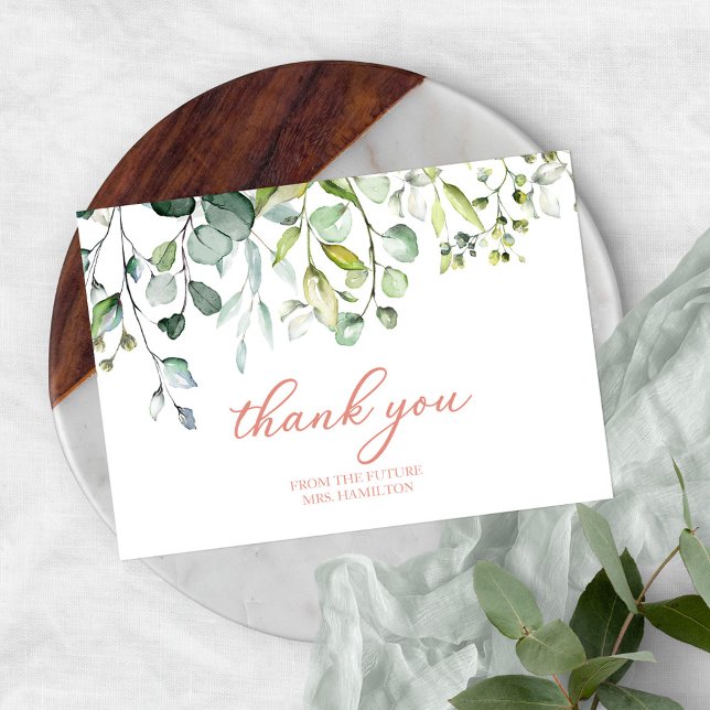 Cute Greenery Bridal Shower Thank You Card (Creator Uploaded)