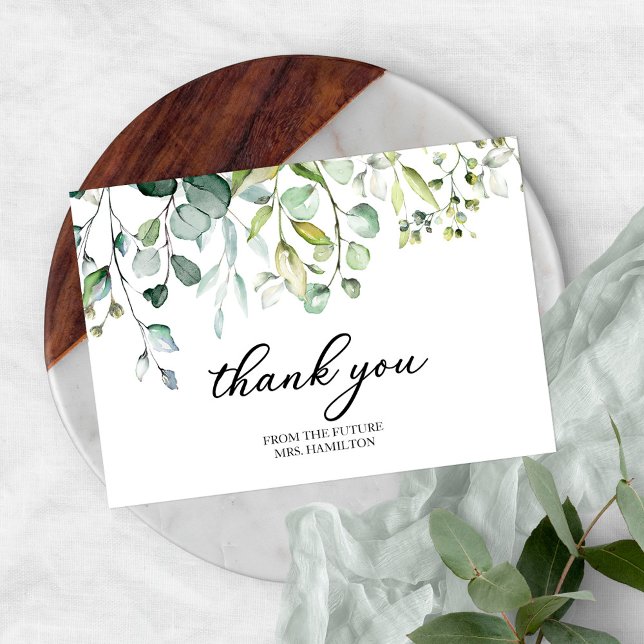 Cute Greenery Bridal Shower Thank You Card (Creator Uploaded)