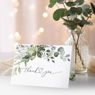 Cute Greenery Calligraphy Engagement Thank You