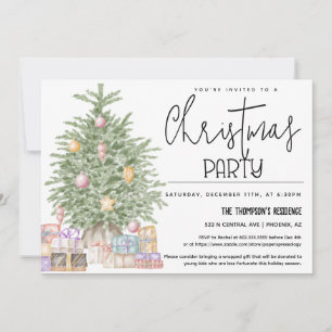 Cute Greenery Christmas Party Holiday Tree Gift Invitation