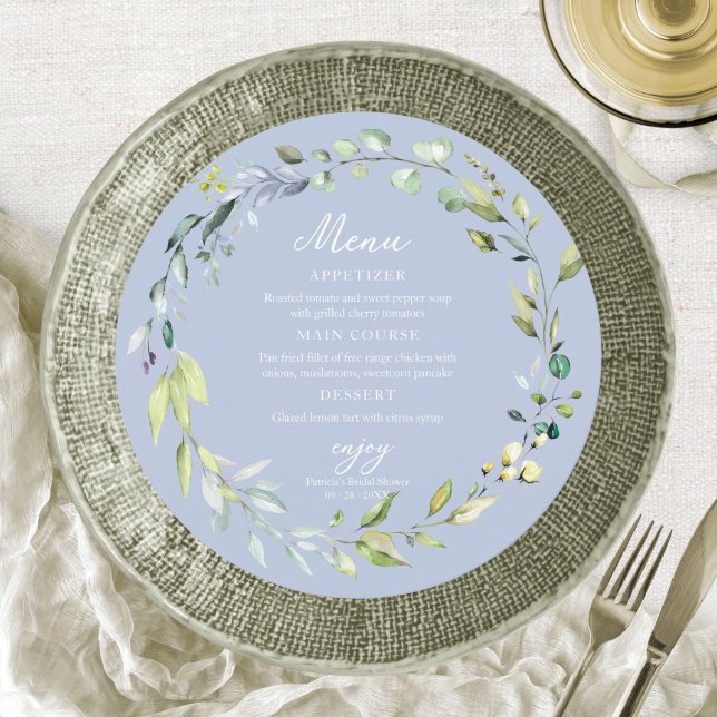 Cute Greenery Eucalyptus Bridal Shower Circle Menu Invitation (Creator Uploaded)