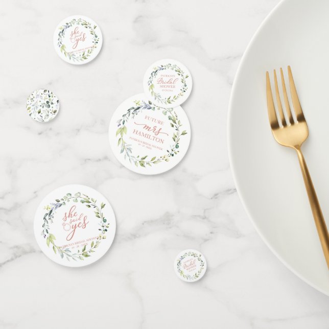Cute Greenery Eucalyptus Bridal Shower Confetti (Group)