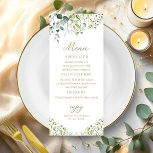 Cute Greenery Eucalyptus Bridal Shower Menu Invita