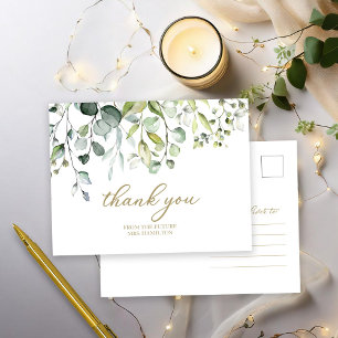 Cute Greenery Eucalyptus Bridal Shower Thank You Postcard