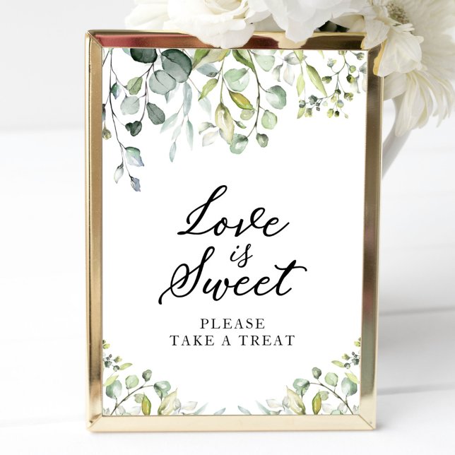 Cute Greenery Eucalyptus Love Is Sweet Sign (Creator Uploaded)