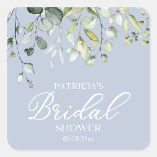 Cute Greenery Eucalyptus Watercolor Bridal Shower Square Sticker