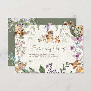 Cute greenery forest animal woodland diaper raffle enclosure card