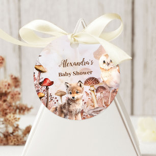 Cute Greenery Forest Animals Woodland Baby Shower Classic Round Sticker