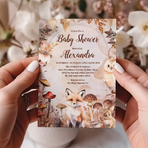 Cute Greenery Forest Animals Woodland Baby Shower Invitation