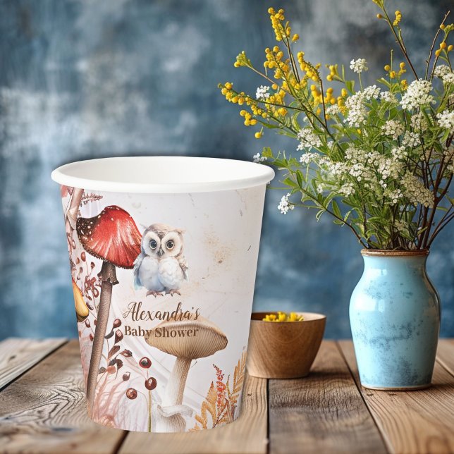 Cute Greenery Forest Animals Woodland Baby Shower Paper Cups (Creator Uploaded)
