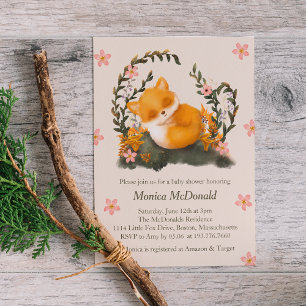 Cute Greenery Little Fox Baby Shower Invitation