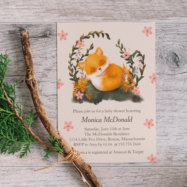 Cute Greenery Little Fox Baby Shower  Invitation (Creator Uploaded)