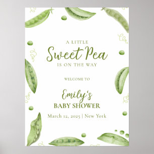 Cute Greenery Veggie Sweet Pea Baby Shower Welcome Poster