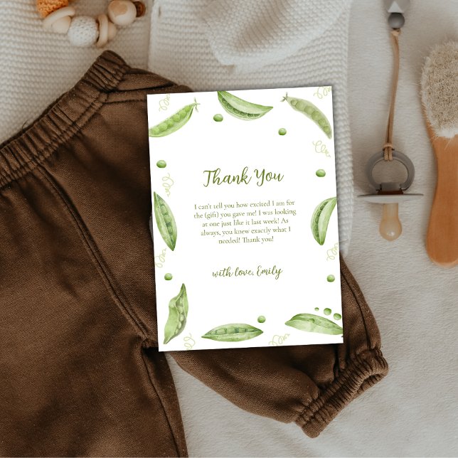 Cute Greenery Veggie Sweet Pea In Pod Baby Shower  Thank You Card (Cute Greenery Veggie Sweet Pea In Pod Baby Shower Thank You Card)