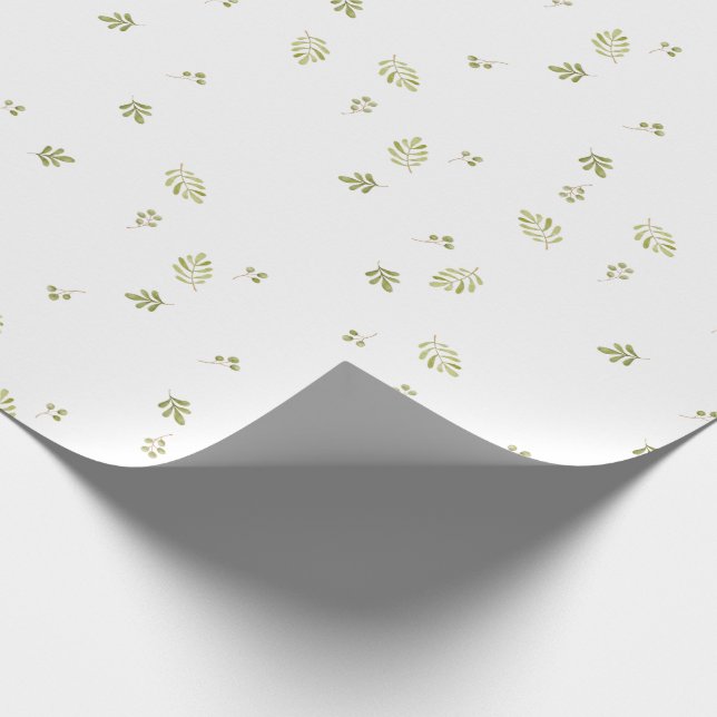 Cute Greenery Watercolor Plants Baby Shower Wrapping Paper (Corner)