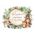 Cute Greenery Woodland Animals Baby Shower Welcome