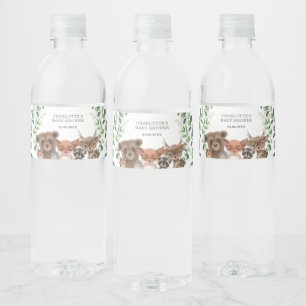 Cute Greenery Woodland Forest Baby Shower Favours Water Bottle Label