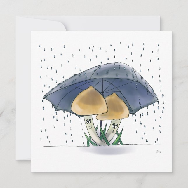 Cute greeting card with mushrooms (Front)
