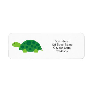 Cute grene turtle baby shower return address label