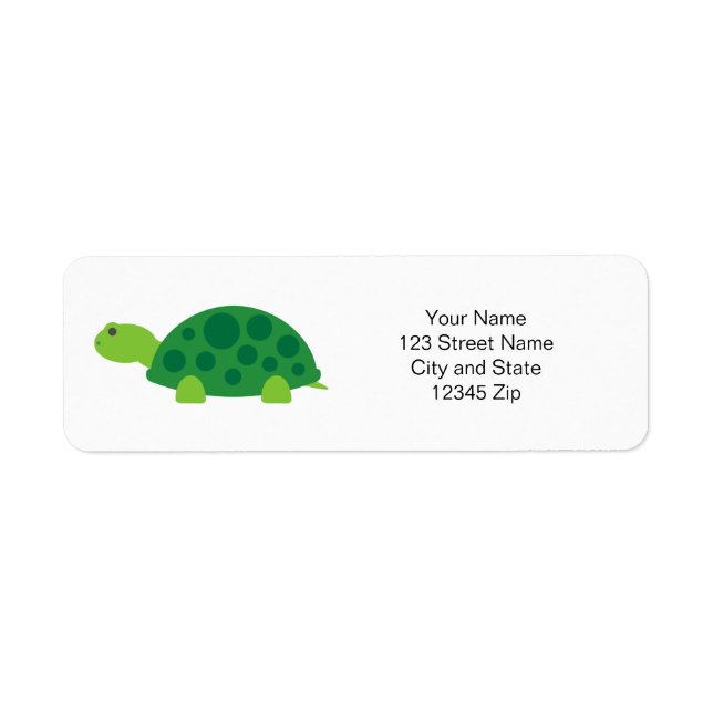 Cute grene turtle baby shower return address label (Front)