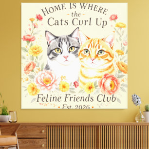 Cute Grey and Orange Tabby Cat Lovers Design Canvas Print