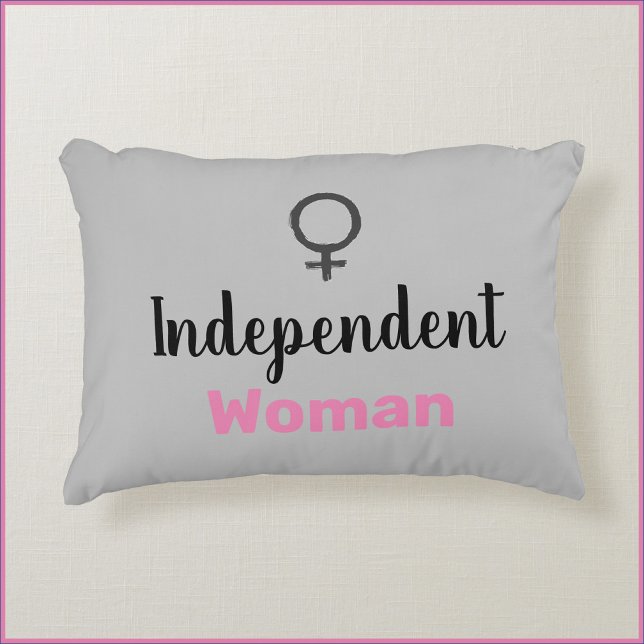 Cute Grey and Pink Independant Woman Decorative Cushion (Creator Uploaded)