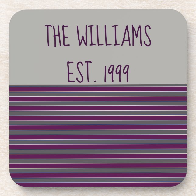 Cute Grey and Purple Stripes Coaster (Front)