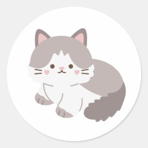 Cute Grey and White Cat Sticker