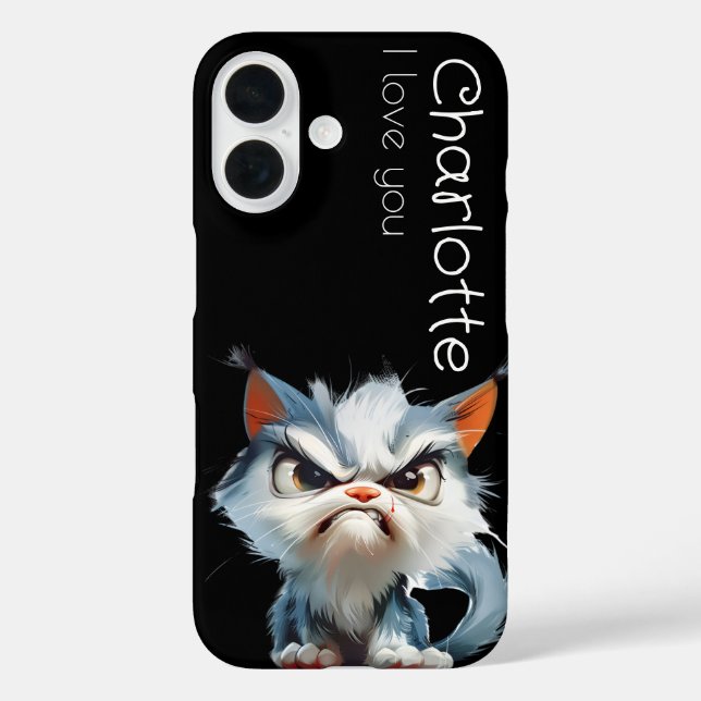 Cute grey angry cartoon cats name  Case-Mate iPhone case (Back)