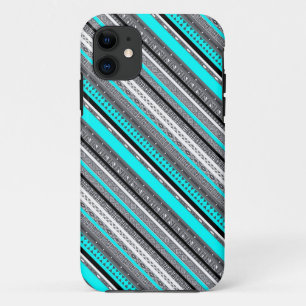 Cute grey aqua aztec patterns iPhone 11 case