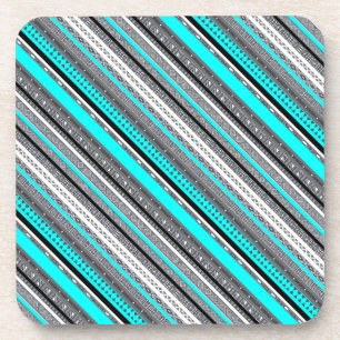 Cute grey aqua aztec patterns coaster