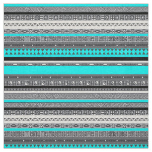 Cute grey aqua aztec patterns fabric
