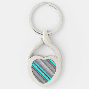 Cute grey aqua aztec patterns key ring