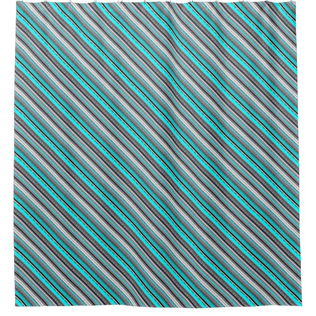 Cute grey aqua aztec patterns shower curtain (Front)