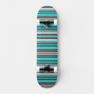 Cute grey aqua aztec patterns skateboard