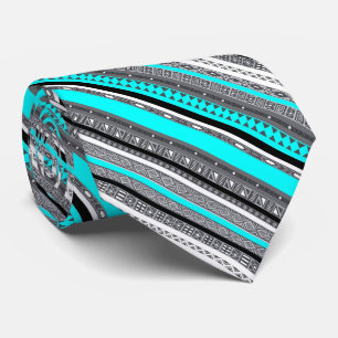 Cute grey aqua aztec patterns tie