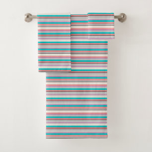 Cute grey aqua stripes bath towel set