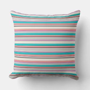 Cute grey aqua stripes cushion