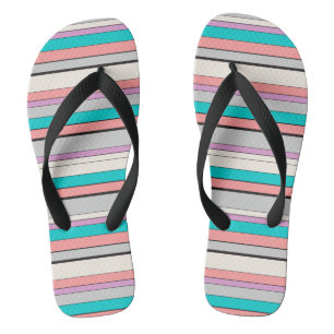 Cute grey aqua stripes flip flops