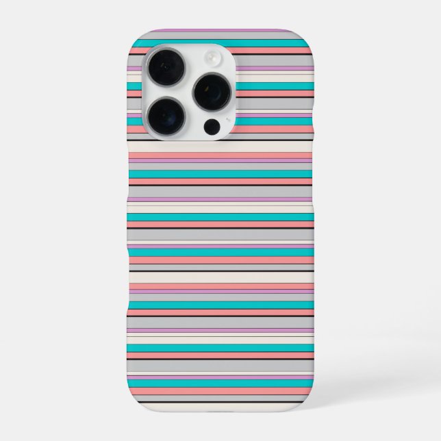 Cute grey aqua stripes iPhone case (Back)