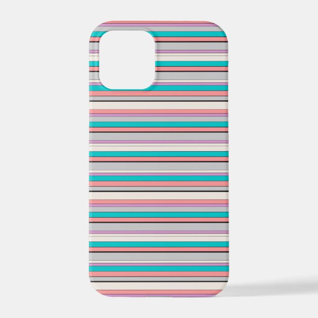 Cute grey aqua stripes iPhone case (Back)