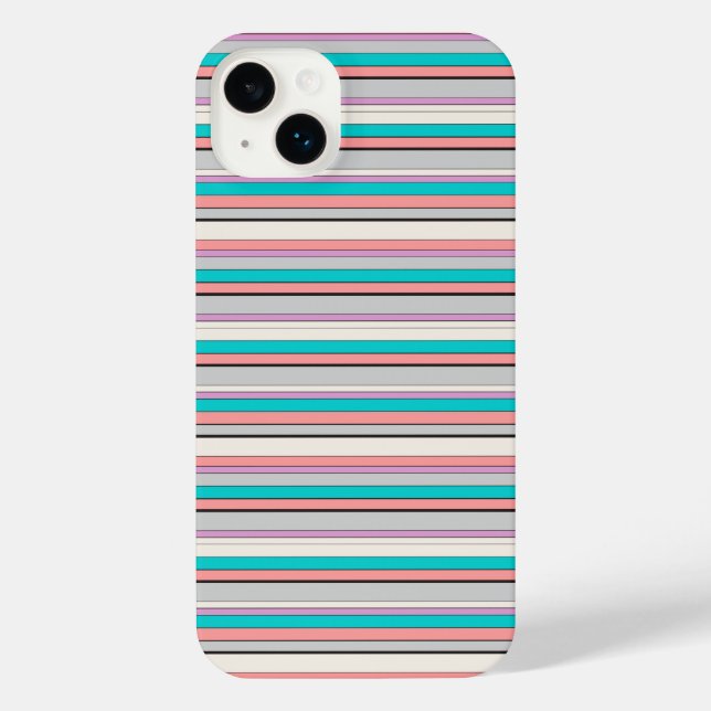Cute grey aqua stripes iPhone case (Back)