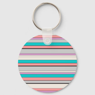 Cute grey aqua stripes key ring