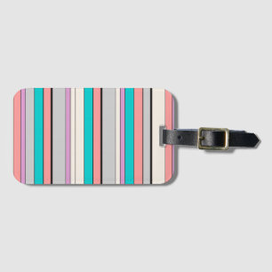Cute grey aqua stripes luggage tag