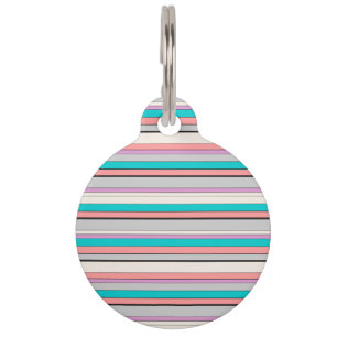 Cute grey aqua stripes pet tag