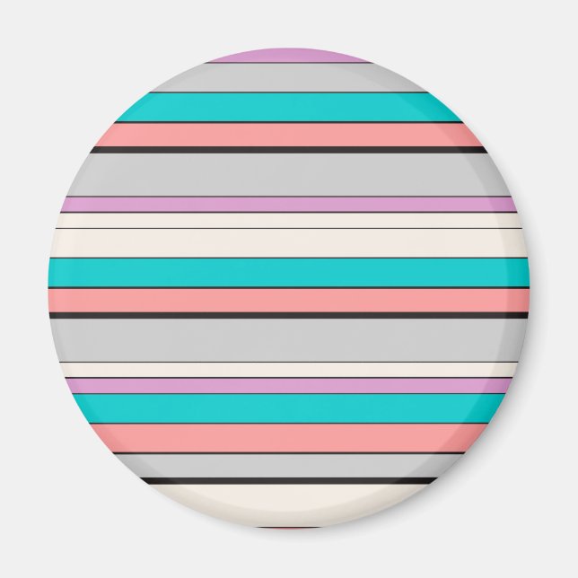 Cute grey aqua stripes throw pillow magnet (Front)