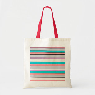 Cute grey aqua stripes throw pillow tote bag