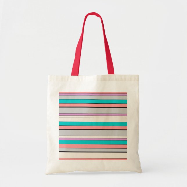 Cute grey aqua stripes throw pillow tote bag (Front)