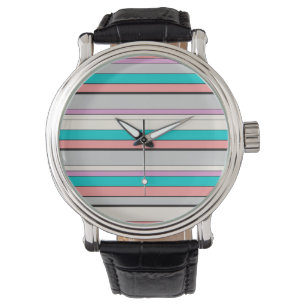 Cute grey aqua stripes watch